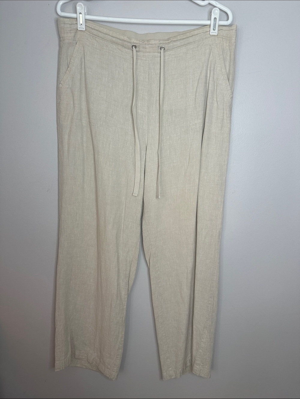 Kim Rogers Linen Drawstring Pants - Beige size 14p